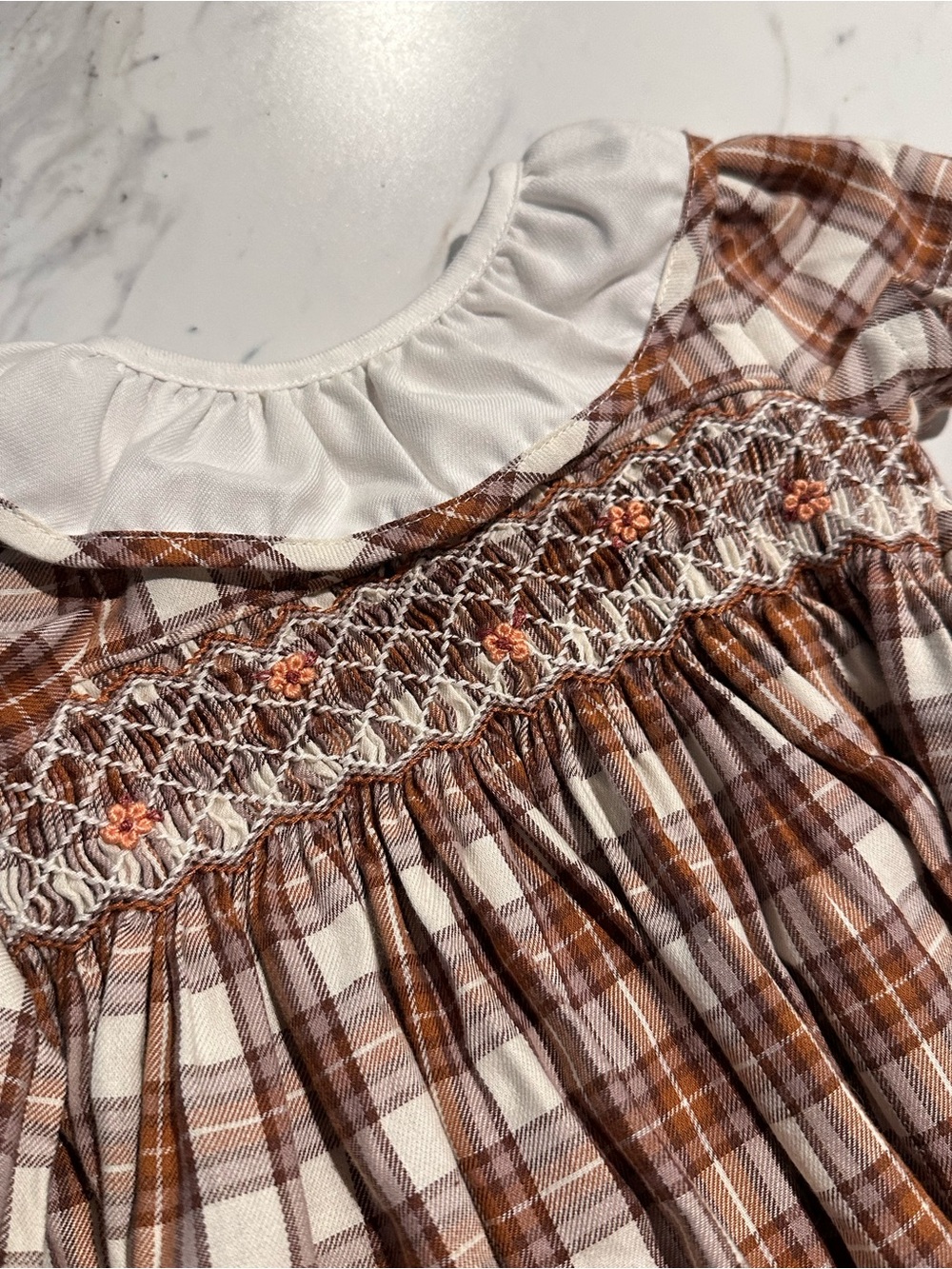 Brown and Orange Smocked Dress - Picture 2 of 3